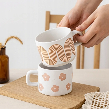 ECARLA kubek z uchem ceramiczny, kwiatowy 250ml KB30