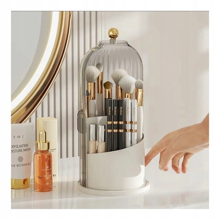 ECARLA organizer na pędzle ryflowany obrotowy 27x12,5cm Biały CB61B