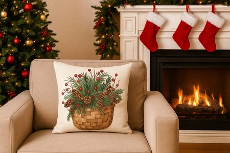 ECARLA Zima Świąteczna poszewka na poduszkę Boho 45x45 KOSZ POD251