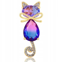 ECARLA broszka kryształowa Kotek BZ220