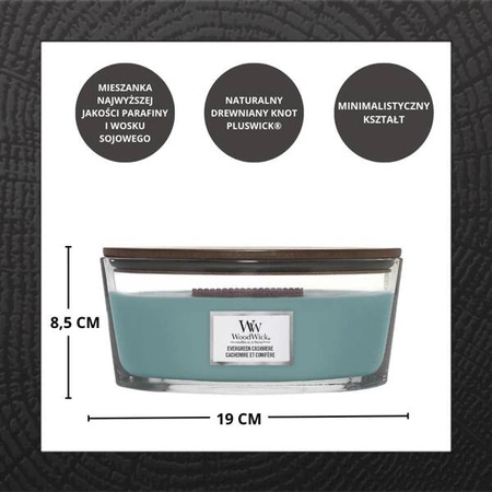 WOODWICK Core Hearthwick świeca w słoiku elipsa EVERGREEN CASHMERE 453g