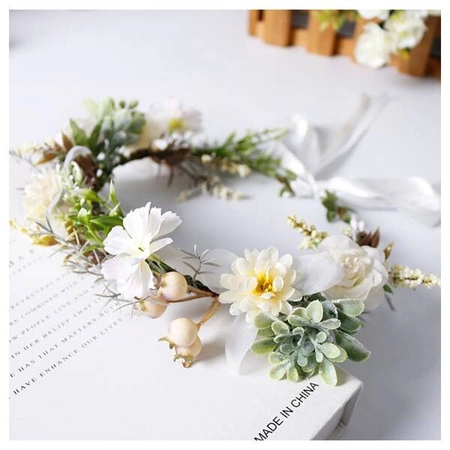 ECARLA wianek opaska na głowę kwiaty BOHO W111