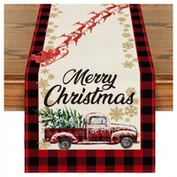 ECARLA Boże Narodzenie bieżnik na stół świąteczny 180x33cm Auto z choinką BZK10