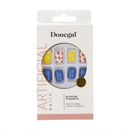 DONEGAL Artificial sztuczne paznokcie bez kleju kwadratowe Mix &Match 24szt