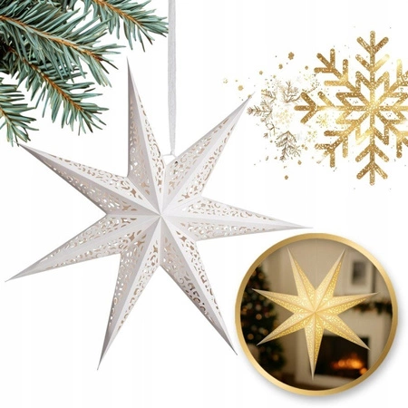 ECARLA Boże Narodzenie gwiazda papierowa ażurowa 60cm Witraż 3D Biała WG12
