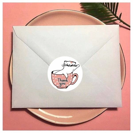 ECARLA naklejki na taśmie Thank You 25mm z Kotem NNK09 500szt