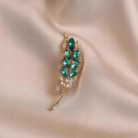 ECARLA broszka zielony KŁOS z cyroniami BZ214