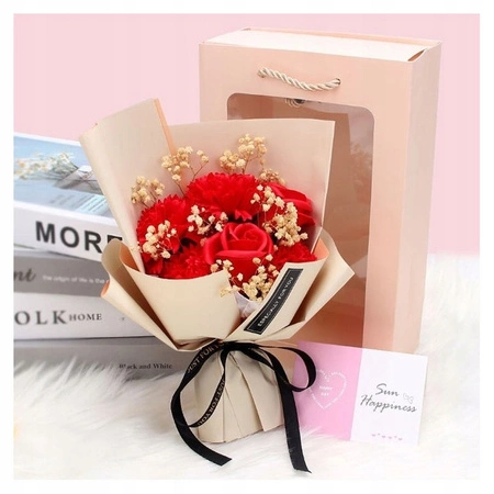 ECARLA bukiet zapachowych kwiatów mydlanych w pudełku 6szt Czerwone BUK09CZE