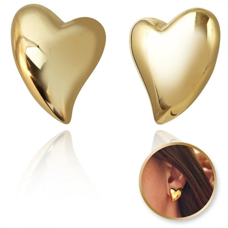 ECARLA kolczyki ze stali szlachetnej platerowane 14k Serca KST3383
