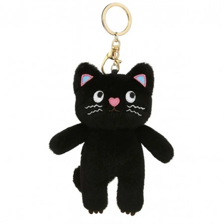 ECARLA brelok do kluczy KOT pluszowy Kotek Czarny BRL396CZ