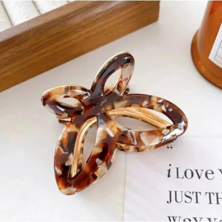 ECARLA spinka do włosów metalowa Motylek masa perłowa Brązowa SP237BR