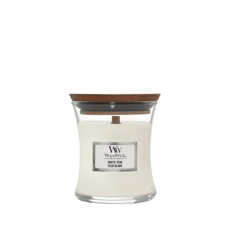 WOODWICK PlusWick mała świeca w słoiku WHITE TEAK  85g