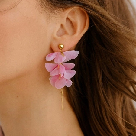 ECARLA kolczyki wiszące materiałowe kwiaty K1711