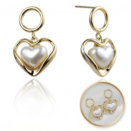 ECARLA kolczyki ze stali szlachetnej platerowanej 14k złotem SERCA KST3341