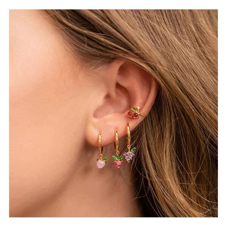 ECARLA kolczyk ze stali szlachetnej pozłacanej 14k złotem Ananas