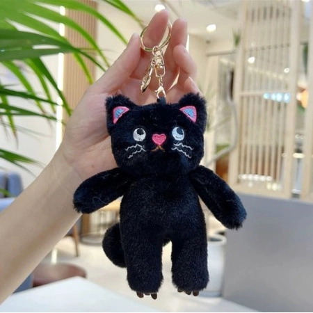 ECARLA brelok do kluczy KOT pluszowy Kotek Czarny BRL396CZ