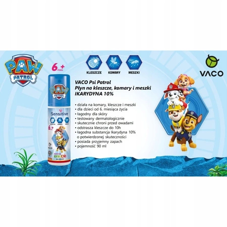 VACO Psi Patrol płyn na komary kleszcze i meszki Sensitive kids 6+ 90ml