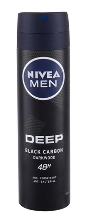 NIVEA MEN Deep Black Carbon dezodorant antyperspirant w sprayu Darkwood 150ml