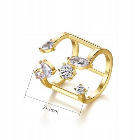 ECARLA pierścionek ze stali chirurgicznej platerowanej złotem PST931