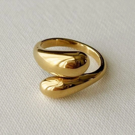 ECARLA pierścionek ze stali chirurgicznej platerowanej złotem PST969