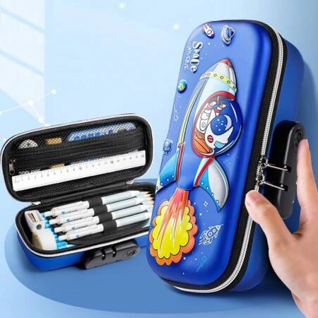 ECARLA piórnik wielofunkcyjny zamykany na kod Rakieta Granatowy PR11