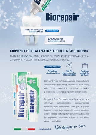 BIOREPAIR Pełna Ochrona pasta do zębów naprawa szkliwa, bez fluoru 75ml