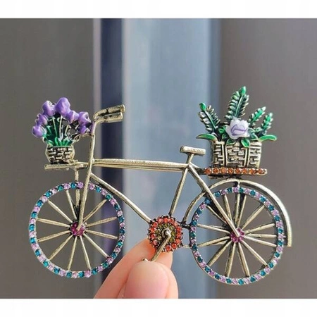 ECARLA broszka kryształowa Kolorowy Rower z kwiatami BZ168