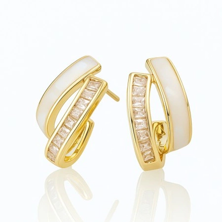 ECARLA kolczyki ze stali szlachetnej platerowanej 14k złotem KST3514