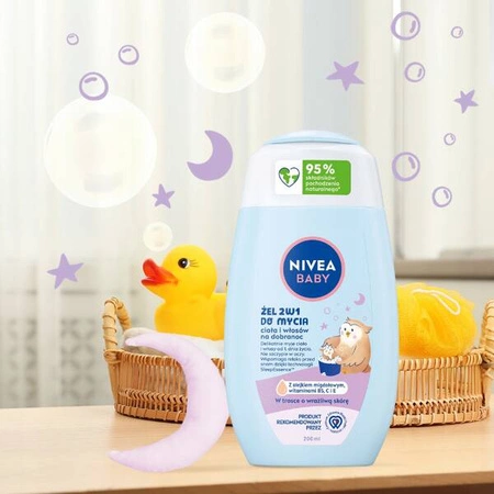 NIVEA Baby Nowa Formuła 2w1 żel do mycia ciała i włosów Na Dobranoc 200ml