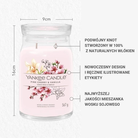 YANKEE CANDLE Signature Duża świeca w słoiku PINK CHERRY & VANILLA 567g