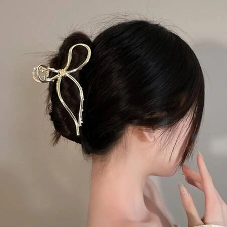 ECARLA spinka do włosów klamra metalowa Złota Kokardka SP328