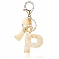 ECARLA brelok do kluczy LITERKA P biały motylek serca BRL329P