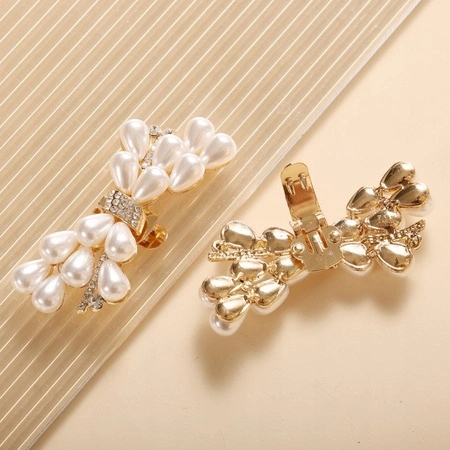 ECARLA klipsy do butów z perełkami, cyrkoniami Kokardki KDB52 2szt