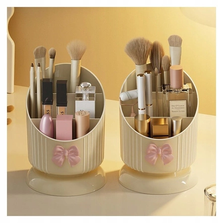 ECARLA organizer na pędzle 15,8x11cm Kremowy z różową kokardką CB67