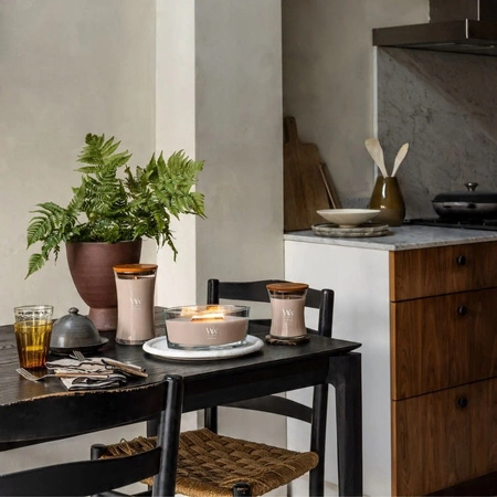 WOODWICK Core Hearthwick świeca w słoiku elipsa PATCHOULI CREME 453g