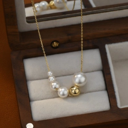 ECARLA naszyjnik ze stali szlachetnej pozłacanej KULKI NST2171