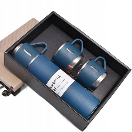 ECARLA termos 500ml z 3 kubkami zapakowany na preznt Granat BD24GRAN