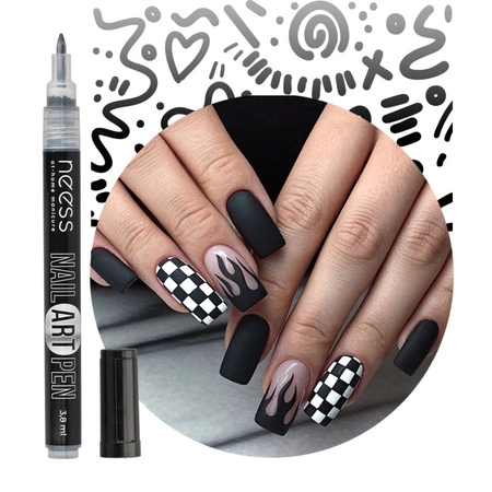 NESS Nail Art Pen pisak do zdobienia paznokci Czarny 2451 3,8ml
