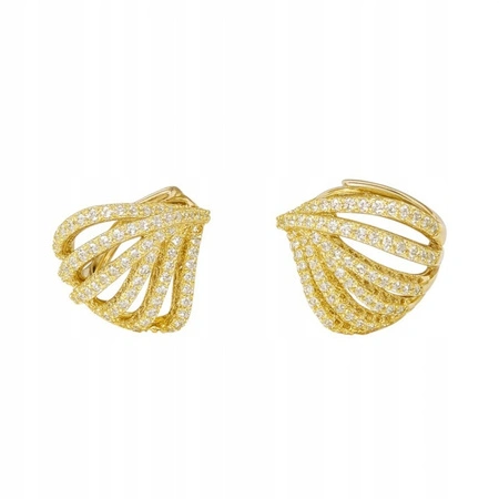 ECARLA kolczyki ze stali szlachetnej platerowanej złotem CYRKONIE KST3528