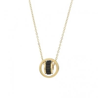 ECARLA naszyjnik ze stali szlachetnej pozłacanej KÓŁKA czarny kamień NST2173