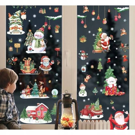 ECARLA naklejki na szybę świąteczne kolorowe 9 arkuszy 20x30cm NKD12