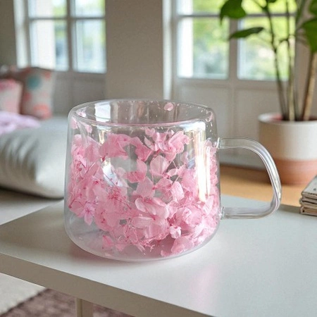 ECARLA filiżanka termiczna z podwójnym dnem i hortensją w środku Róż SZK74 180ml