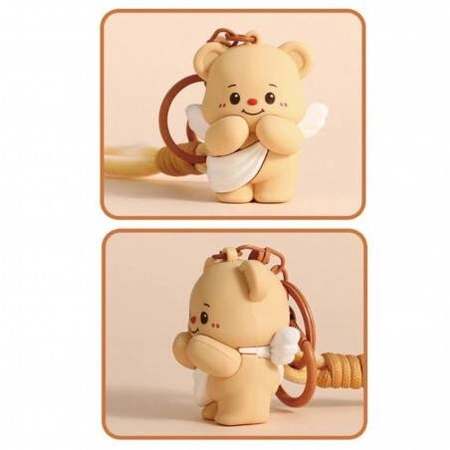 ECARLA brelok do kluczy Miś ze skrzydłami Kremowy BRL333K