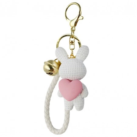 ECARLA brelok do kluczy z dzwoneczkiem KRÓLIK z sercem Biały BRL360