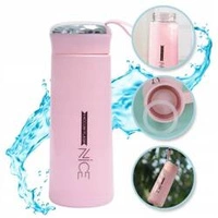 ECARLA bidon z uchwytem, koszyczkiem i rurką 400ml Nice Różowy BD12R