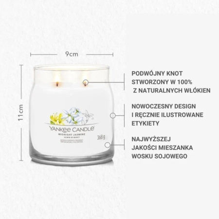 YANKEE CANDLE Signature Średnia świeca w słoiku MIDNIGHT JASMINE 368g