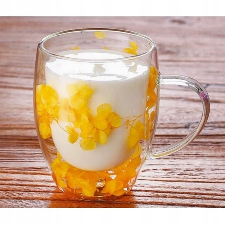 ECARLA szklanka termiczna z podwójnym dnem i hortensją 300ml SZK153