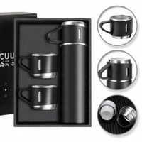 ECARLA termos 500ml z 3 kubkami zapakowany na preznt Czarny BD24CZ