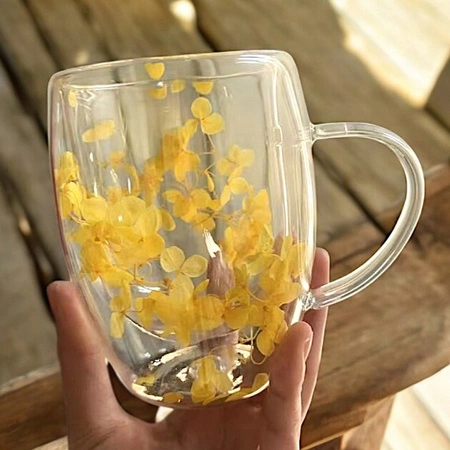 ECARLA szklanka termiczna z podwójnym dnem i hortensją 300ml SZK153