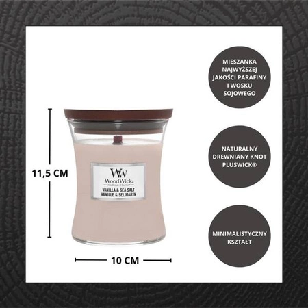 WOODWICK PlusWick średnia świeca w słoiku VANILLA & SEA SALT 275g